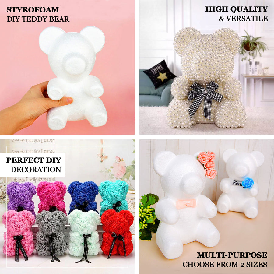 2 Pack | 7inch DIY White 3D Modeling StyroFoam Bears, Polystyrene Craft Foam Animals