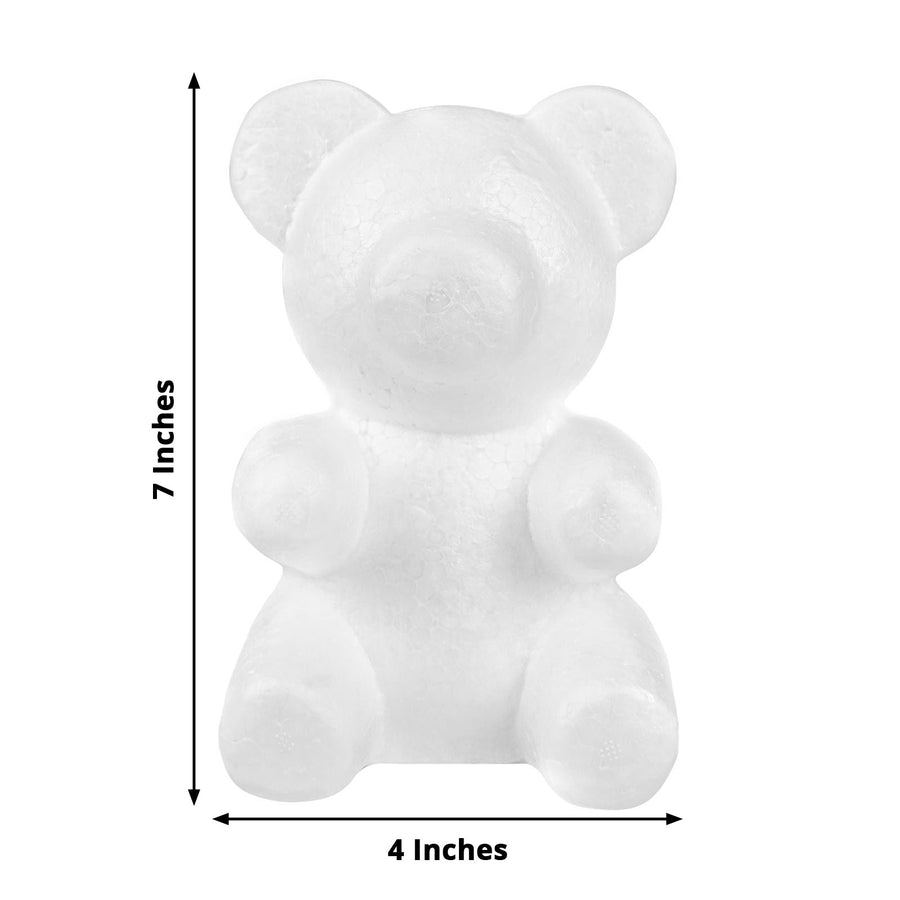 2 Pack | 7inch DIY White 3D Modeling StyroFoam Bears, Polystyrene Craft Foam Animals