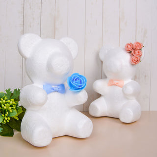2 Pack | 7" DIY White 3D Modeling StyroFoam Bears