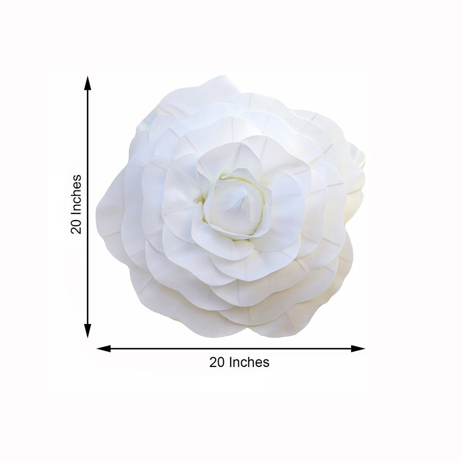 2 Pack | 20Inch Large White Real Touch Artificial Foam DIY Craft Roses