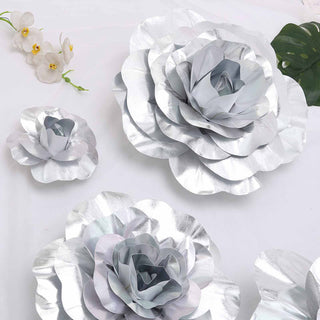 Add Elegance to Your Event with Large Silver Real Touch Artificial Foam DIY Craft Roses