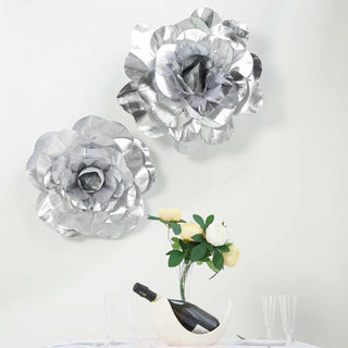Create Stunning Wedding and Event Decor with Large Silver Real Touch Artificial Foam Roses
