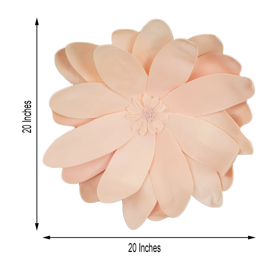 2 Pack | 20inch Blush / Rose Gold Life-Like Foam Dahlia Flowers