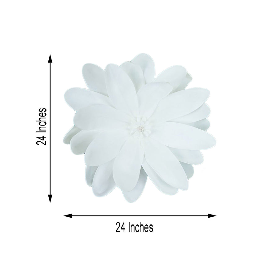 2 Pack | 24inch White Life-Like Soft Foam Craft Dahlia Flower Heads
