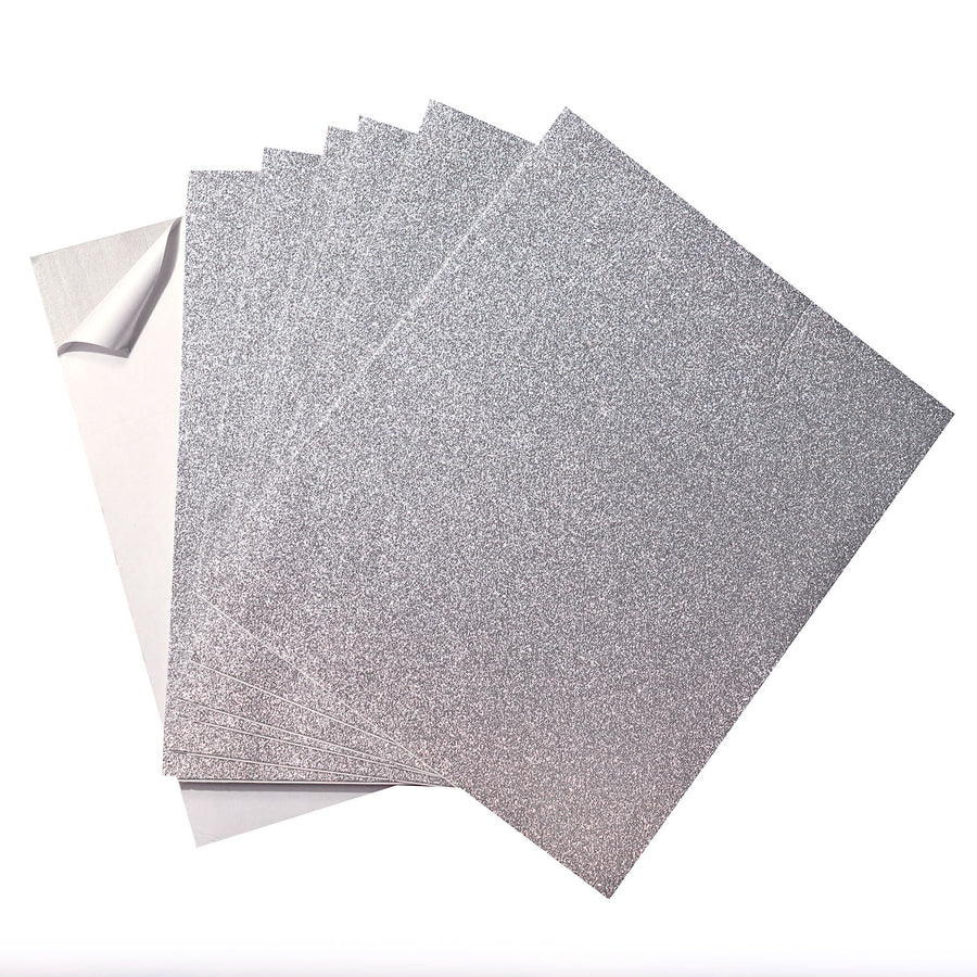 10 Pack | Silver Self-Adhesive Glitter DIY Craft Foam Sheets - 12x10inch