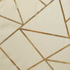 90inch x 132inch Beige Rectangle Polyester Tablecloth With Gold Foil Geometric Pattern#whtbkgd