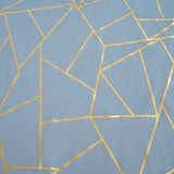 120inch Dusty Blue Round Polyester Tablecloth With Gold Foil Geometric Pattern#whtbkgd