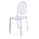 Clear Acrylic Banquet Ghost Chair With Oval Back, Transparent Armless Event Accent Chair#whtbkgd