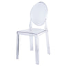 Clear Acrylic Banquet Ghost Chair With Oval Back, Transparent Armless Accent Chair#whtbkgd