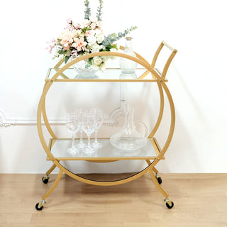 Glamorous Gold Metal Bar Cart for Stylish Events and Home Decor
