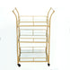 3ft Tall Gold Metal 3-Tier Bar Cart Mirror Serving Tray Kitchen Trolley, Teacart Island Trolley#whtbkgd