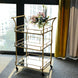 3ft Tall Gold Metal 3-Tier Bar Cart Mirror Serving Tray Kitchen Trolley, Teacart Island Trolley