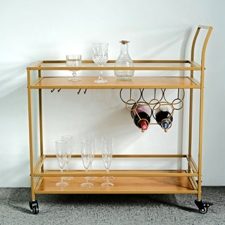 Add Glamour to Your Event with the Gold Metal 2-Tier Bar Cart