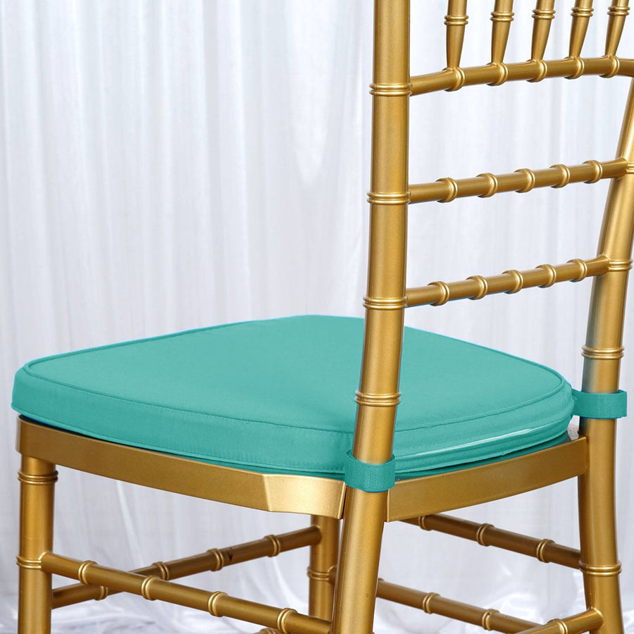 2inch Thick Turquoise Chiavari Chair Pad, Memory Foam Seat Cushion With Ties and Removable Cover