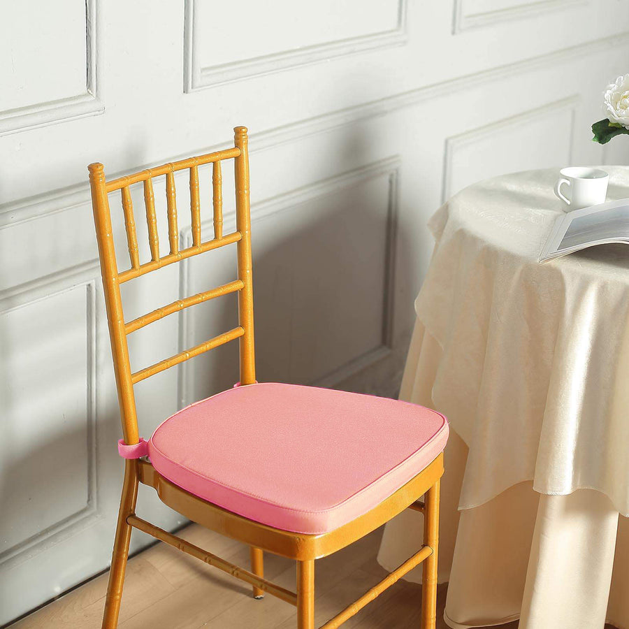 2inch Thick Dusty Rose Chiavari Chair Pad, Memory Foam Seat Cushion With Ties and Removable Cover