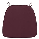 Thick Burgundy Chiavari Chair Pad, Memory Foam Seat Cushion With Ties and Removable Cover#whtbkgd