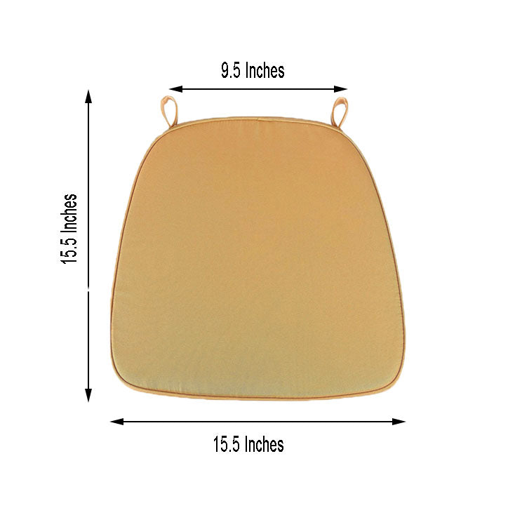 2inch Thick Gold Chiavari Chair Pad, Memory Foam Seat Cushion With Ties and Removable Cover