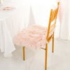 20inch Soft Dusty Rose Faux Sheepskin Fur Square Seat Cushion Cover, Small Shag Area Rug