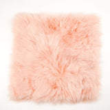20inch Soft Dusty Rose Faux Sheepskin Fur Square Seat Cushion Cover, Small Shag Area Rug#whtbkgd