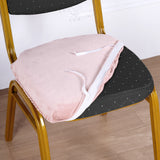 Slide On Dusty Rose Stretch Velvet Dining Chair Seat Cushion Cover With Ties