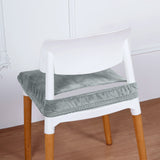 Dusty Blue Dining Chair Seat Cover, Velvet Chair Cushion Cover With Tie