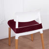 Velvet Dining Chair Seat Cover, Stretch Fitted Seat Cushion Slipcover With Ties - Burgundy