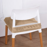 Velvet Dining Chair Seat Cover, Stretch Fitted Seat Cushion Slipcover With Ties - Champagne