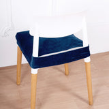 Navy Blue Dining Chair Seat Cover, Velvet Chair Cushion Cover With Tie