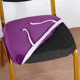 Purple Dining Chair Seat Cover, Velvet Chair Cushion Cover With Tie