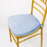 Thick Dusty Blue Velvet Chiavari Chair Pad, Memory Foam Seat Cushion With Ties Removable Cover