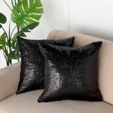 2 Pack | 18inch x 18inch Sequin Throw Pillow Cover, Decorative Cushion Case - Square Black Sequin