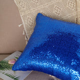 18inch x 18inch Sequin Throw Pillow Cover, Decorative Cushion Case - Square Royal Blue Sequin