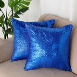 18inch x 18inch Sequin Throw Pillow Cover, Decorative Cushion Case - Square Royal Blue Sequin