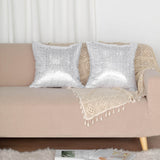 2 Pack | 18inch Silver Sequin Decorative Square Throw Pillow Cover