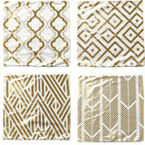 Elevate Your Event Décor with White/Gold Foil Geometric Print Cushion Covers