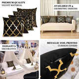 18inch Black/Gold Foil Geometric Print Throw Pillow Covers, Velvet Square Sofa Cushion Covers