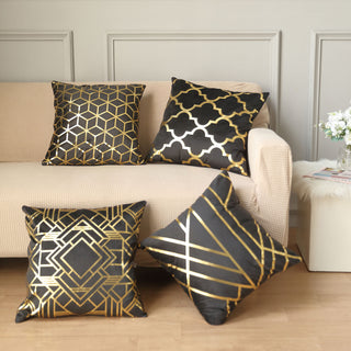 Create Memorable Events with Black/Gold Foil Geometric Print Throw Pillow Covers