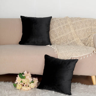 Black Soft Velvet Square Throw Pillow Cover - A Must-Have for Every Home