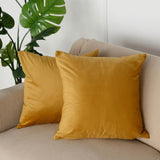 2 Pack | 18inch Gold Soft Velvet Square Throw Pillow Cover
