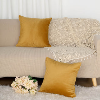 Enhance Your Event Décor with the Gold Velvet Square Throw Pillow Cover