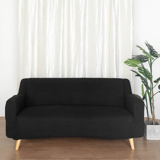Enhance Your Décor with the Easy Fit Black Stretch 1-Piece Loveseat Sofa Slipcover