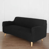 Easy Fit Black Stretch 1-Piece Loveseat Sofa Slipcover, Jacquard Spandex Fitted Couch Cover