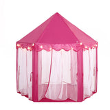 Pink Princess Castle Play House Tent with Star LED Garlands & Carry Bag#whtbkgd