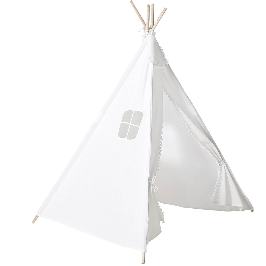 5ft Kids Linen Teepee Play Tent, Toddler Indoor/Outdoor Playhouse With Window#whtbkgd