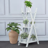 Elegant White Wooden Plant Stand for Stylish Event Decor