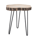 18inch Live Edge Round Rustic Wood End Table, Farmhouse 3 Leg Side Table#whtbkgd