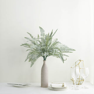 Add a Fresh Touch of Green with the Frosted Green Artificial Boston Fern Leaf Plant Indoor Spray
