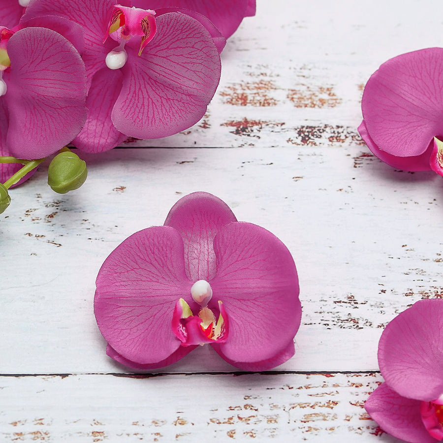 20 Flower Heads | 4inch Fuchsia Artificial Silk Orchids DIY Crafts#whtbkgd