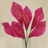 6 Bushes | 36 Pcs | 12" Fuchsia Burlap Calla Lily Flowers