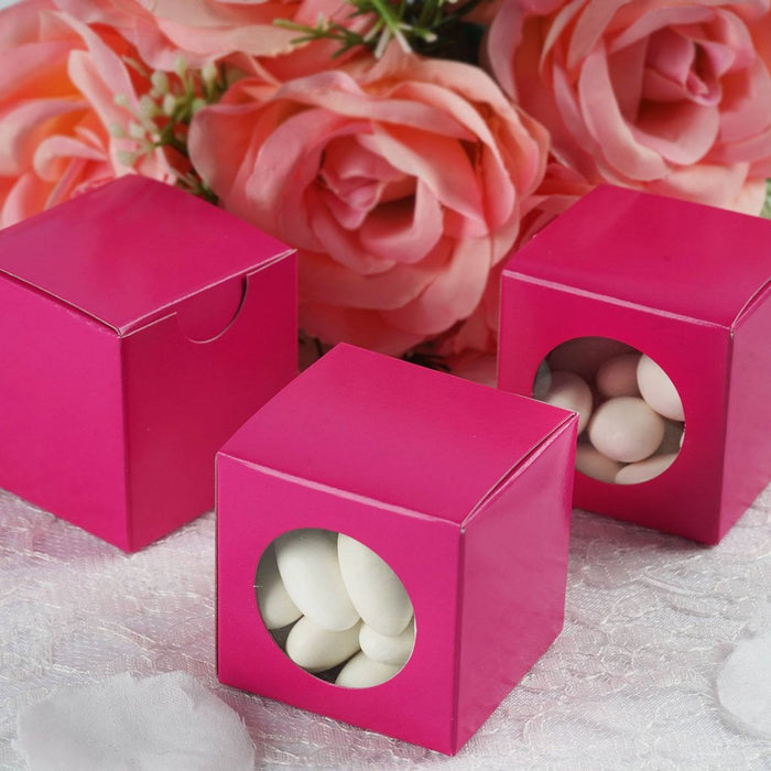 100 Pack | 2inch Fuchsia Candy Treat Favor Boxes, DIY Cardstock Gift Box
